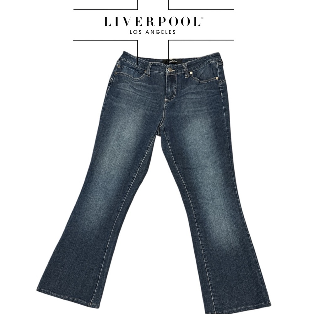 Liverpool Blue Flare Wide Leg Jeans with Vintage Charm - Picture 2 of 8